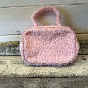 Pink Sherpa Makeup Bag
